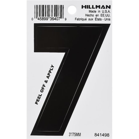 Hillman Hillman Group 841498 3 in. Black Glossy Vinyl Die-Cut Adhesive Number - 7 - 6 Piece 841498